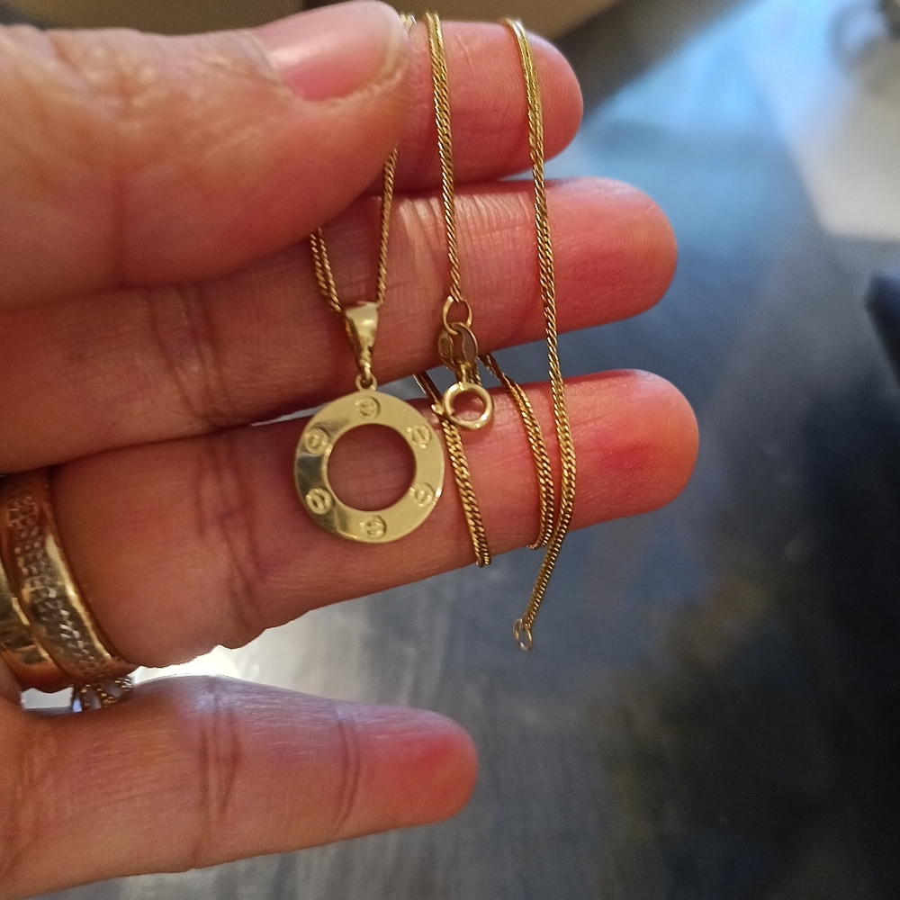18k real saudi gold necklace with pendant